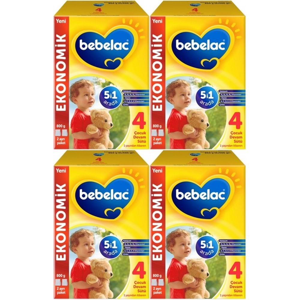 Bebelac 800GR No:4 Devam Sütü (1+ Yaş) (4 Lü Set)