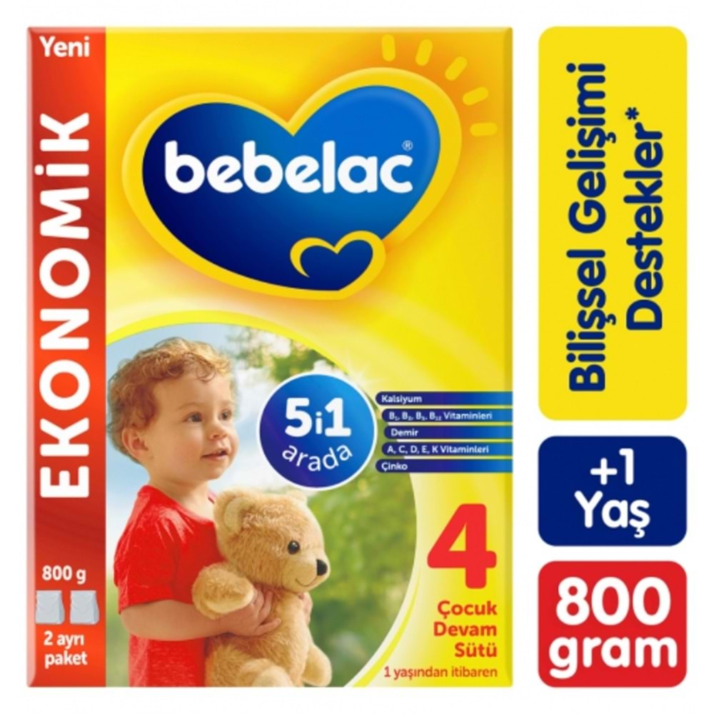 Bebelac 800GR No:4 Devam Sütü (1+ Yaş) (4 Lü Set)