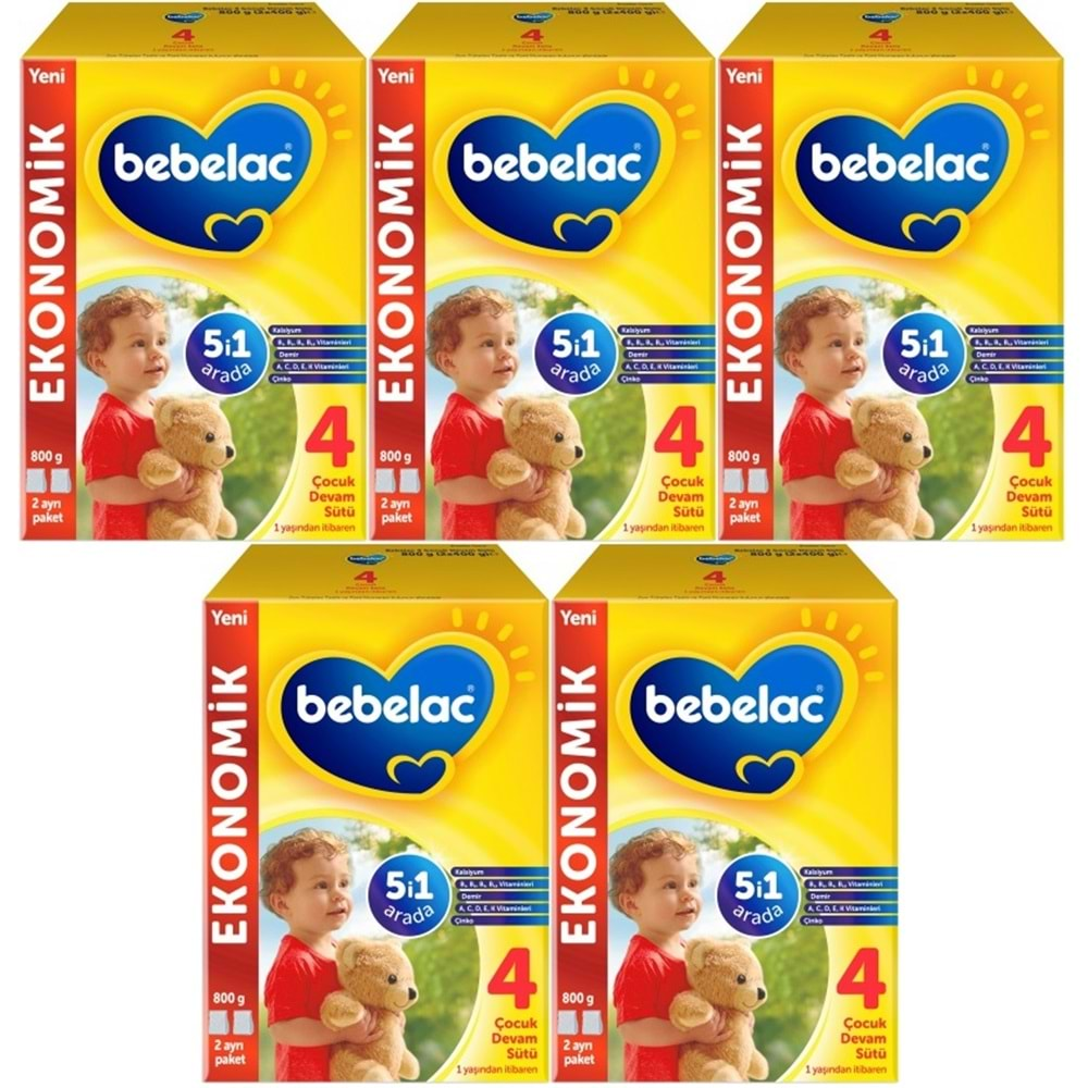 Bebelac 800GR No:4 Devam Sütü (1+ Yaş) (5 Li Set)