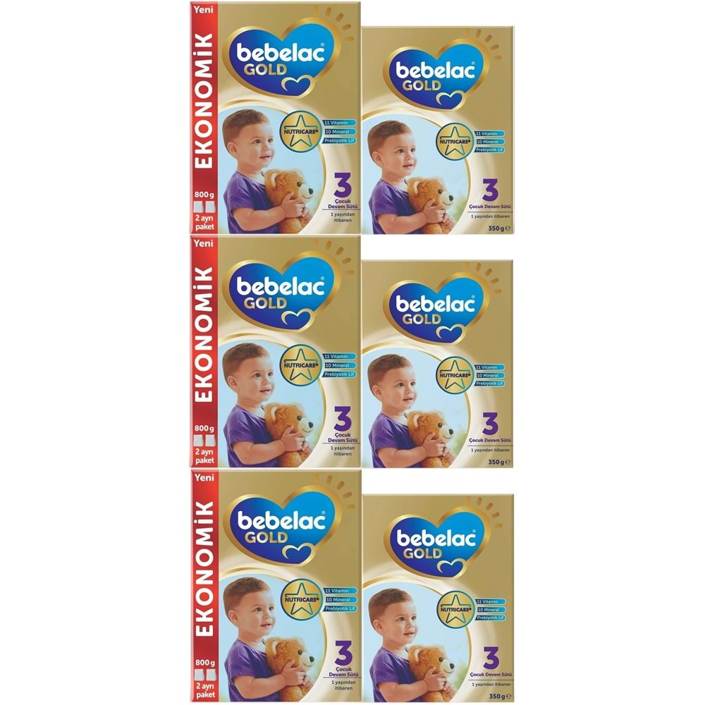 Bebelac Gold 1150GR (800GR+350GR) No:3 Devam Sütü (1+ Yaş) (3 Lü Set)