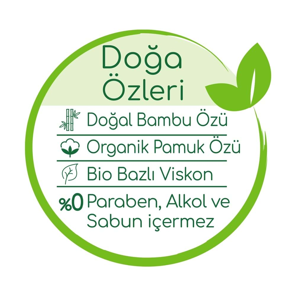 Bebem Natural Islak Bebek Mendili Narin Dokunuş / Yenidoğan 90 Yaprak Plastik Kapaklı 18 Li Set