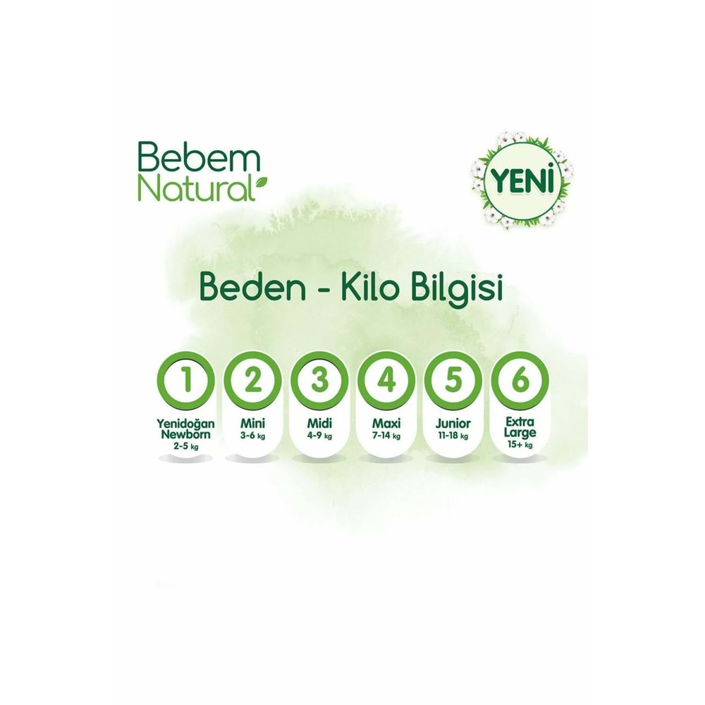 Bebem Bebek Bezi Natural Beden:4 (7-14KG) Maxi 312 Adet Aylık Ultra Fırsat Pk