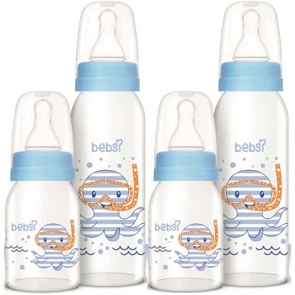 Bebsi Cam Biberon Seti Mavi (250ML+125ML) (2 Li Set)