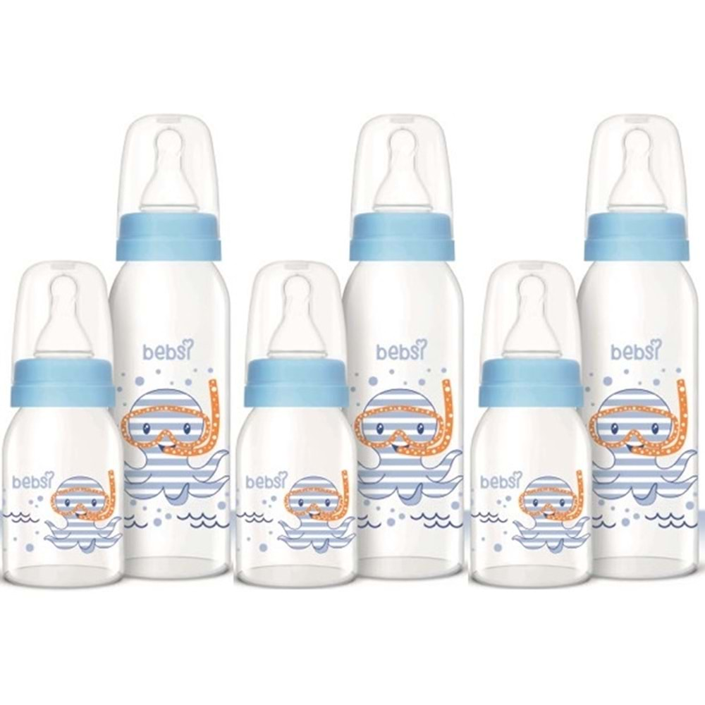 Bebsi Cam Biberon Seti Mavi (250ML+125ML) (3 Lü Set)