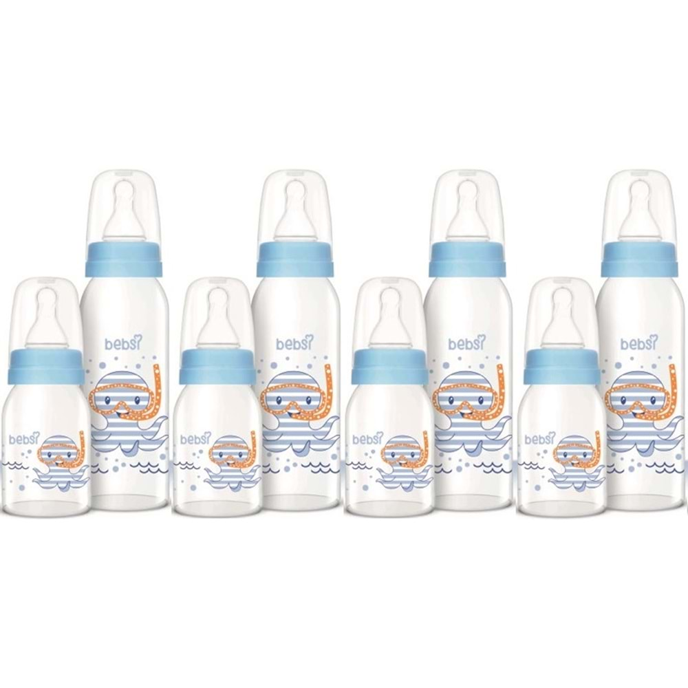 Bebsi Cam Biberon Seti Mavi (250ML+125ML) (4 Lü Set)