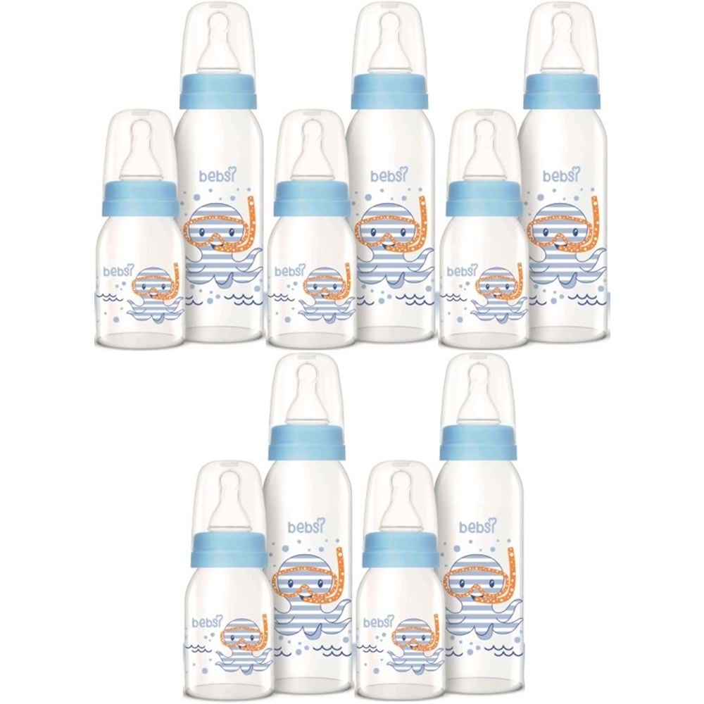 Bebsi Cam Biberon Seti Mavi (250ML+125ML) (5 Li Set)