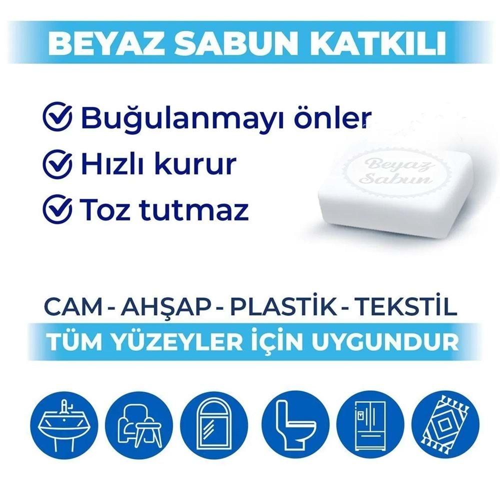 Bingo Clean Yüzey Temizlik Havlusu 96 Yaprak Beyaz Sabun Plastik Kapaklı (3 Lü Set) 288 Yaprak