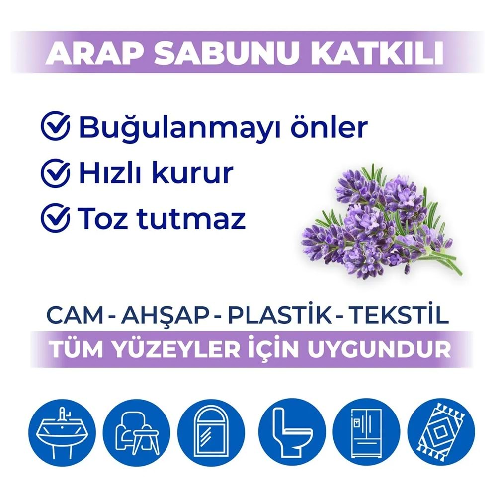 Bingo Clean Yüzey Temizlik Havlusu 96 Yaprak Lavanta Kokulu Plastik Kapaklı (4 Lü Set) 384 Yaprak