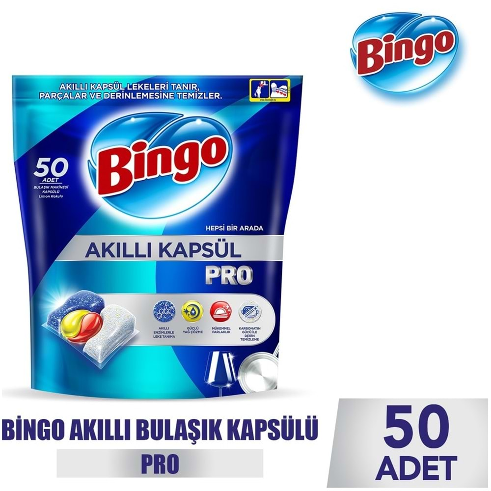 Bingo Akıllı Kapsül Pro Bulaşık Makinesi Deterjanı Tableti 150 Adet Limon Kokulu (3PK*50)