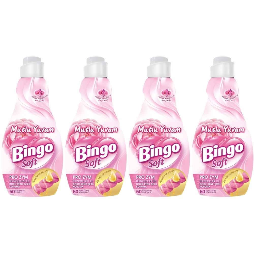 Bingo Soft Çamaşır Yumuşatıcı Konsantre 1440ML Mutlu Yuvam (4 Lü Set)