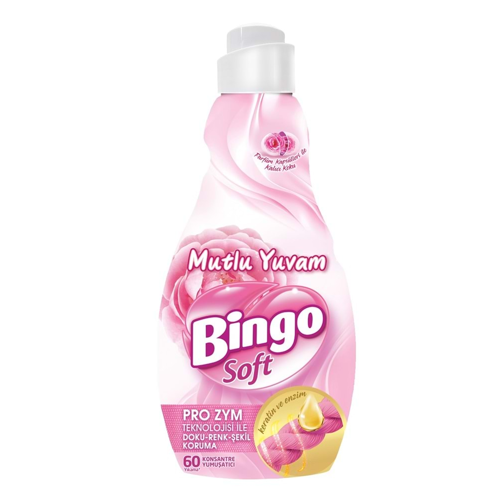 Bingo Soft Çamaşır Yumuşatıcı Konsantre 1440ML Mutlu Yuvam (4 Lü Set)