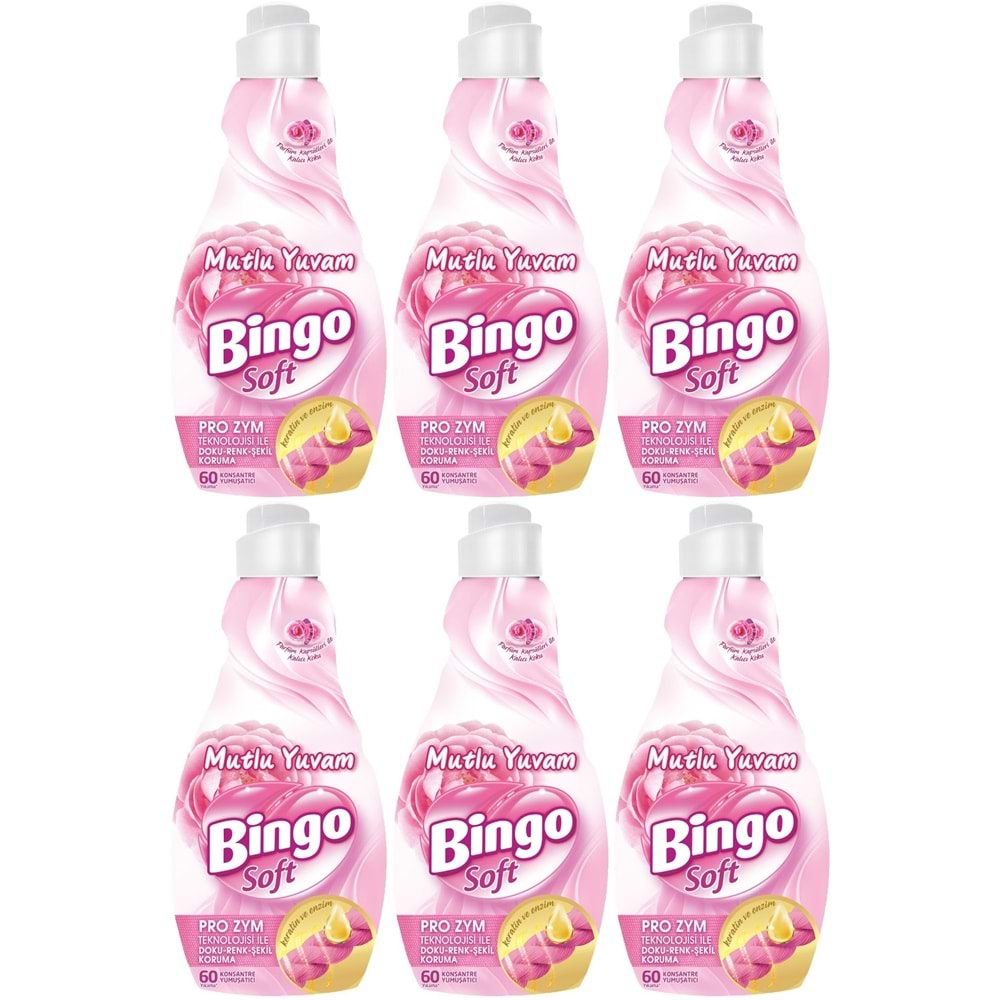 Bingo Soft Çamaşır Yumuşatıcı Konsantre 1440ML Mutlu Yuvam (6 Lı Set)