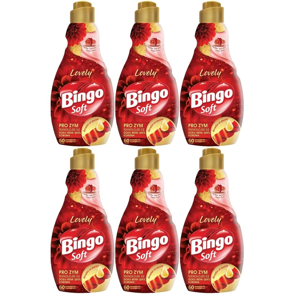 Bingo Soft Çamaşır Yumuşatıcı Konsantre 1440ML Lovely (6 Lı Set)