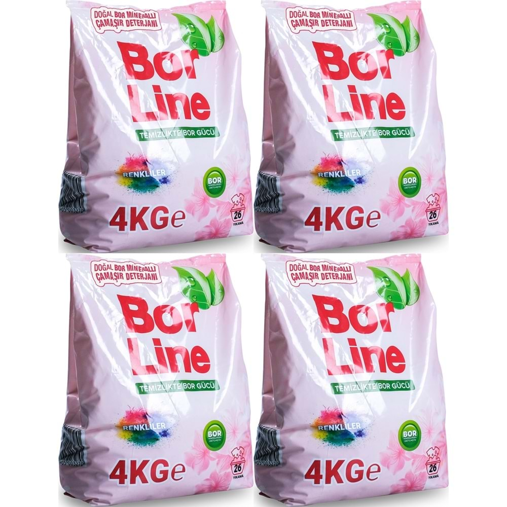 BorLine Matik Toz Çamaşır Deterjanı 16KG (Renkliler İçin) 104 Yıkama (4PK*4KG)