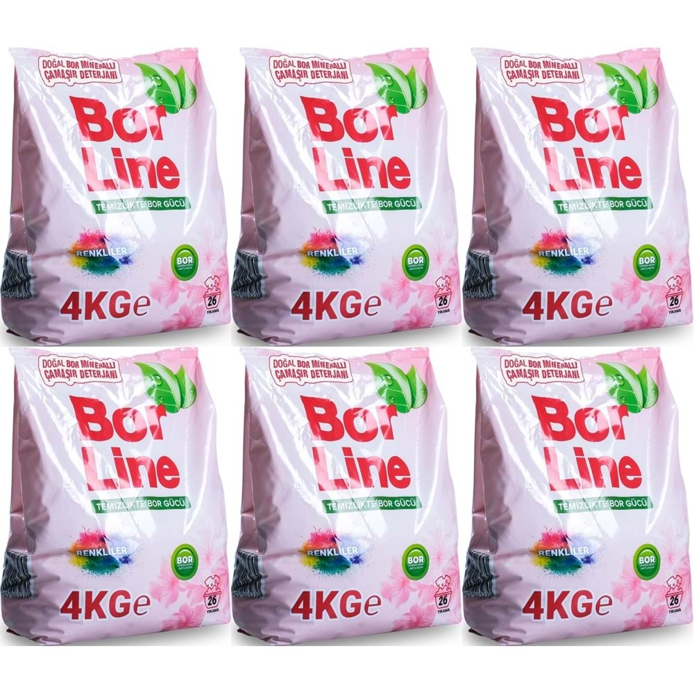 BorLine Matik Toz Çamaşır Deterjanı 24KG (Renkliler İçin) 156 Yıkama (6PK*4KG)