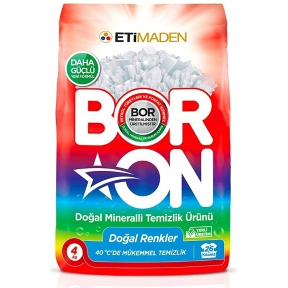 Boron Matik Toz Çamaşır Deterjanı 12KG Doğal Mineralli (3Pk*4Kg) (Renkliler İçin)