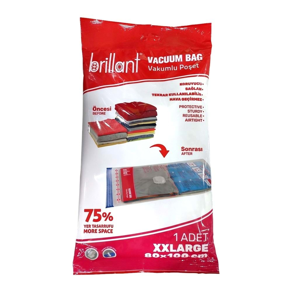 Brillant Vakumlu Poşet/Hurç 80*100CM XXLarge (İç Adet 1) (3 Lü Set)