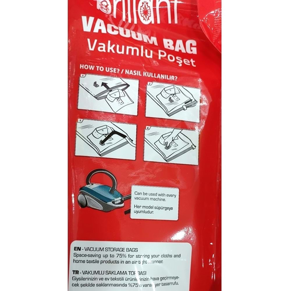 Brillant Vakumlu Poşet/Hurç 80*100CM XXLarge (İç Adet 1) (3 Lü Set)