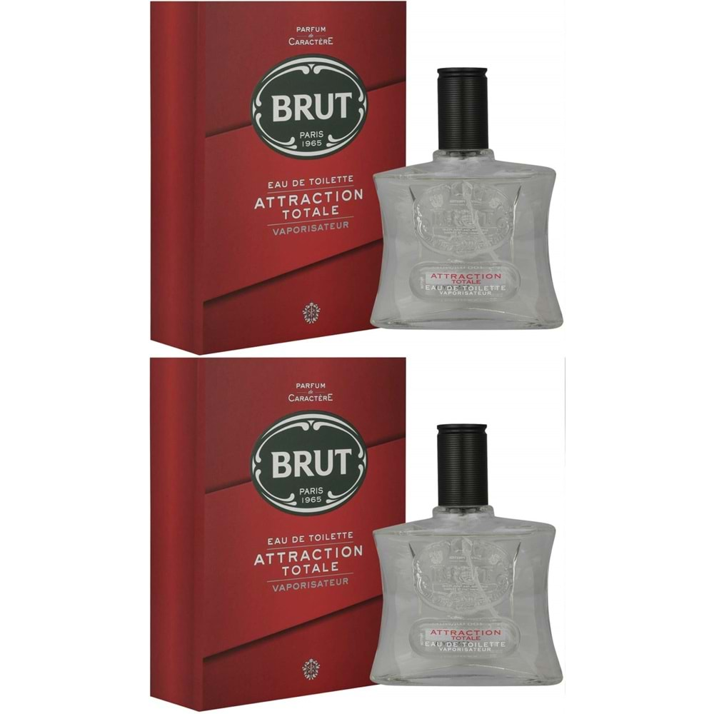 Brut Parfüm Erkek/Men 100ML Attraction Totale Edt (Kırmızı) (2 Li Set)