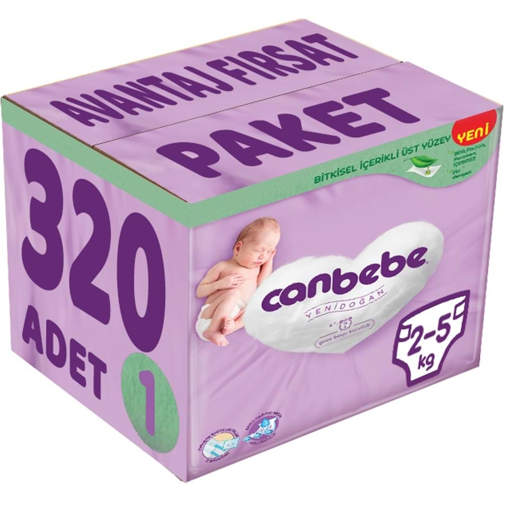 Canbebe Bebek Bezi Beden:1 (2-5Kg) Yeni Doğan 320 Adet Avantaj Fırsat Pk