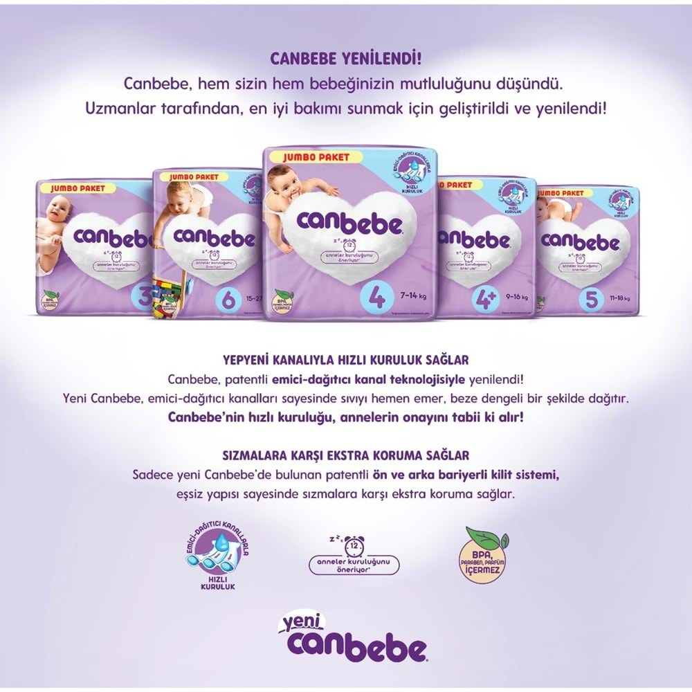 Canbebe Bebek Bezi Beden:6 (15-27Kg) Extra Large 72 Adet Ekonomik Fırsat Pk