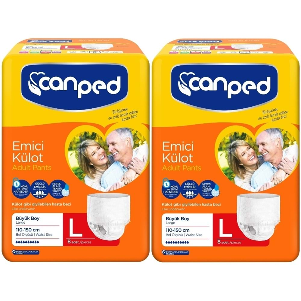 Canped Emici Külot Hasta Bezi Büyük-Large 16 Adet (2Pk*8)