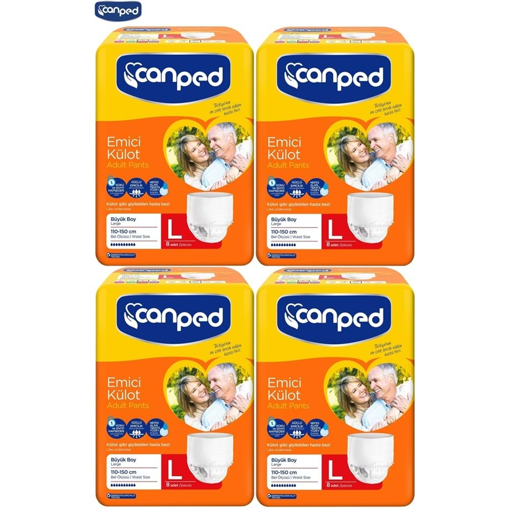 Canped Emici Külot Hasta Bezi Büyük-Large 32 Adet (4Pk*8)