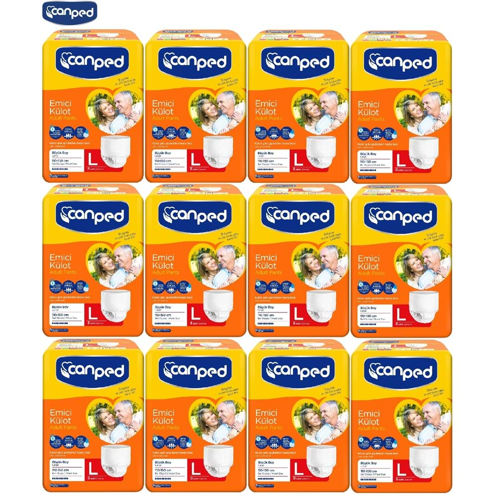 Canped Emici Külot Hasta Bezi Büyük-Large 96 Adet (12Pk*8)