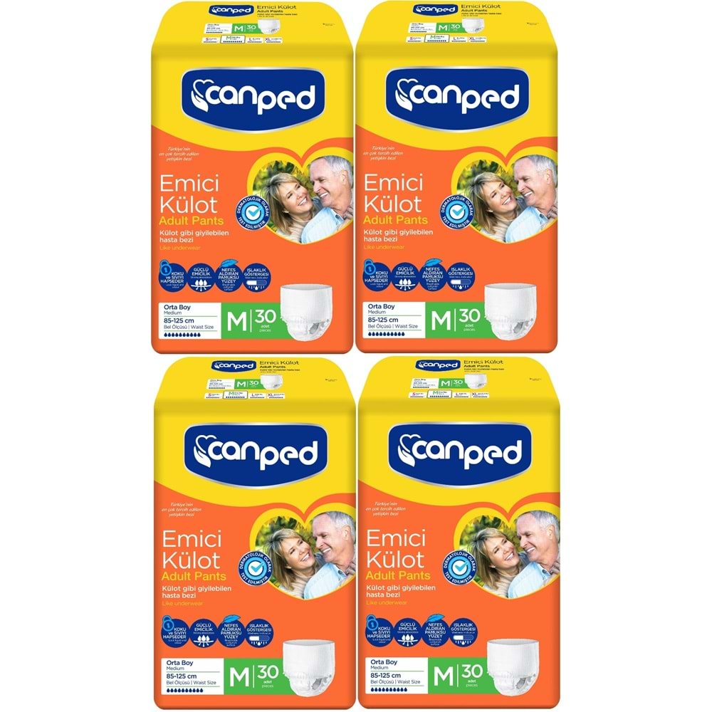 Canped Emici Külot Hasta Bezi Dev Eko Pk 120 Adet Orta (4Pk*30)