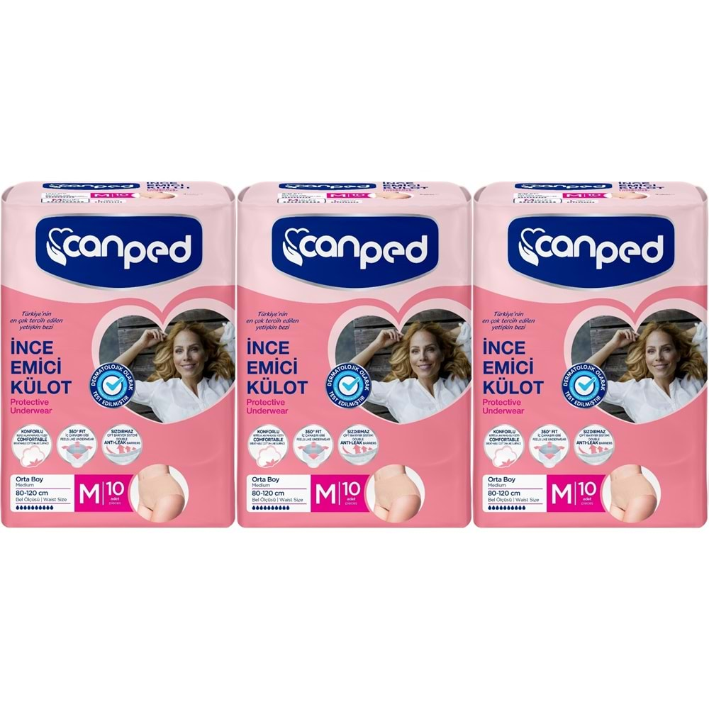 Canped Külotlu Mesane Pedi - İnce Emici Külot Orta/Medium 30 Adet (3Pk*10)