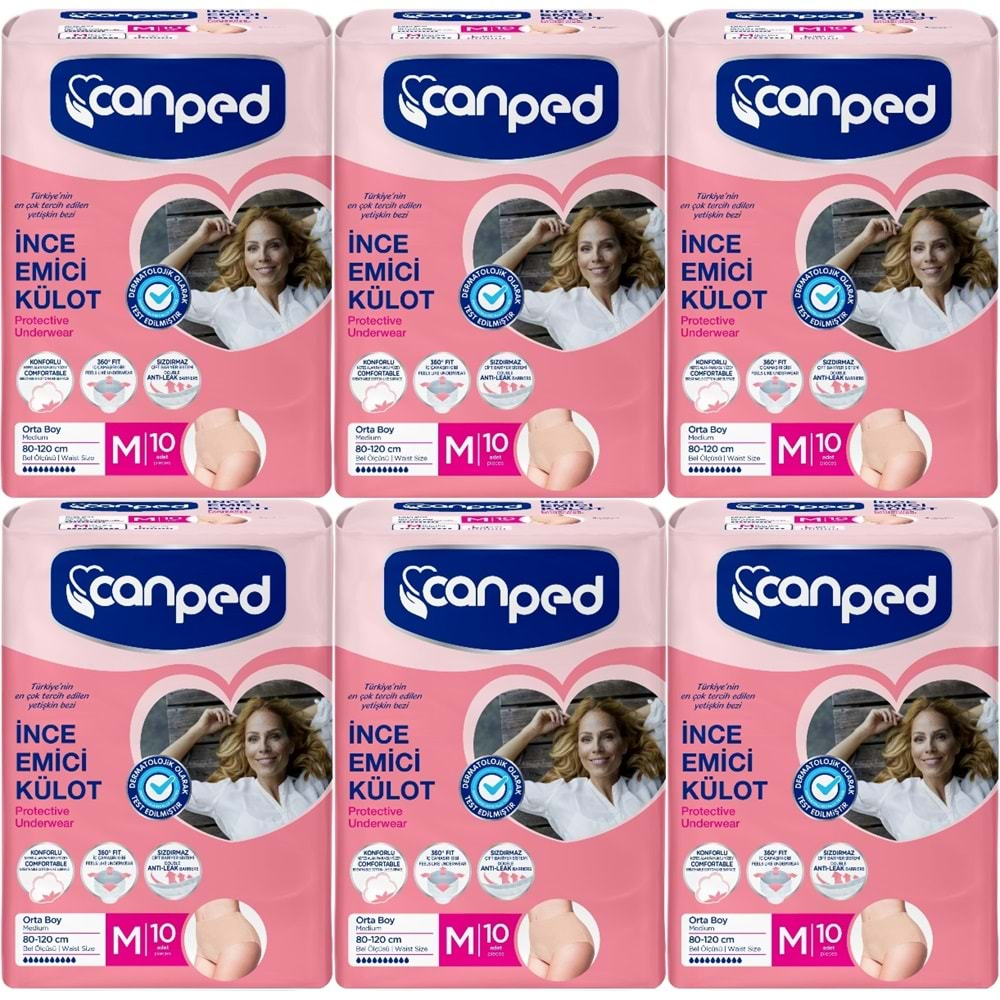 Canped Külotlu Mesane Pedi - İnce Emici Külot Orta/Medium 60 Adet (6Pk*10)