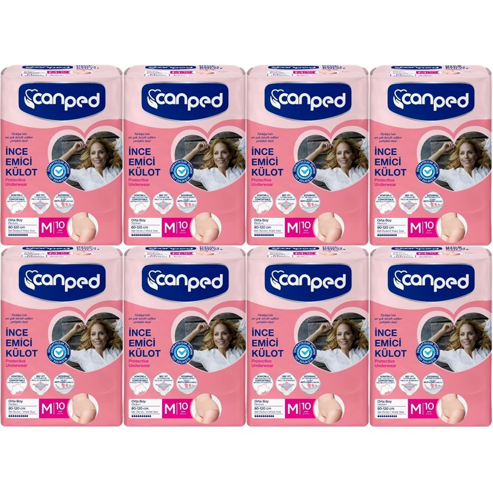 Canped Külotlu Mesane Pedi - İnce Emici Külot Orta/Medium 80 Adet (8Pk*10)