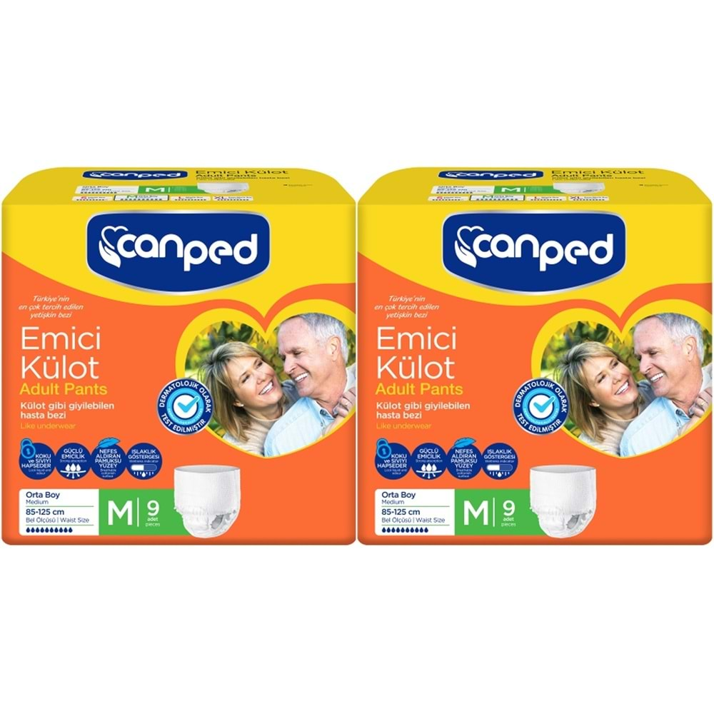 Canped Emici Külot Hasta Bezi M-Orta 18 Adet (2PK*9)