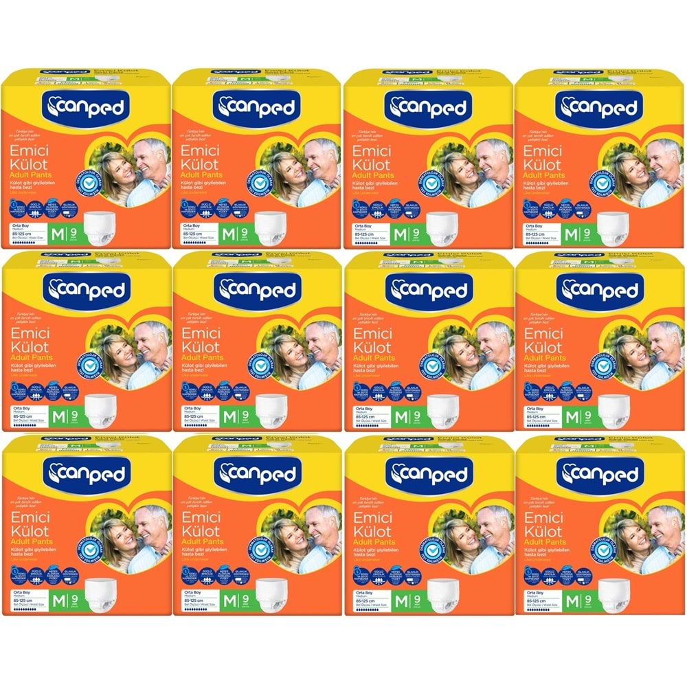 Canped Emici Külot Hasta Bezi M-Orta 108 Adet (12PK*9)