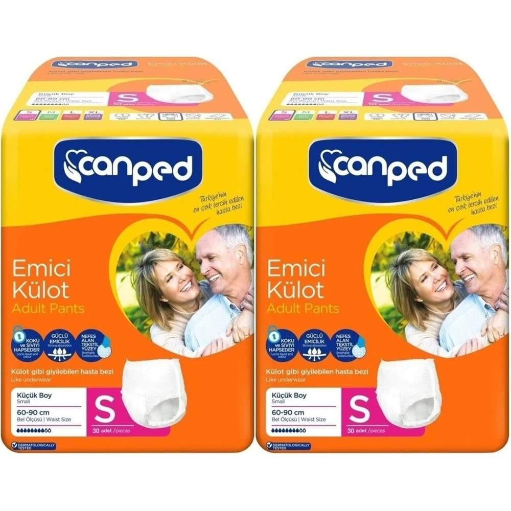 Canped Emici Külot Hasta Yetişkin Bezi Small/Küçük-S 60 Adet Dev Ekonomik Pk (2PK*30)