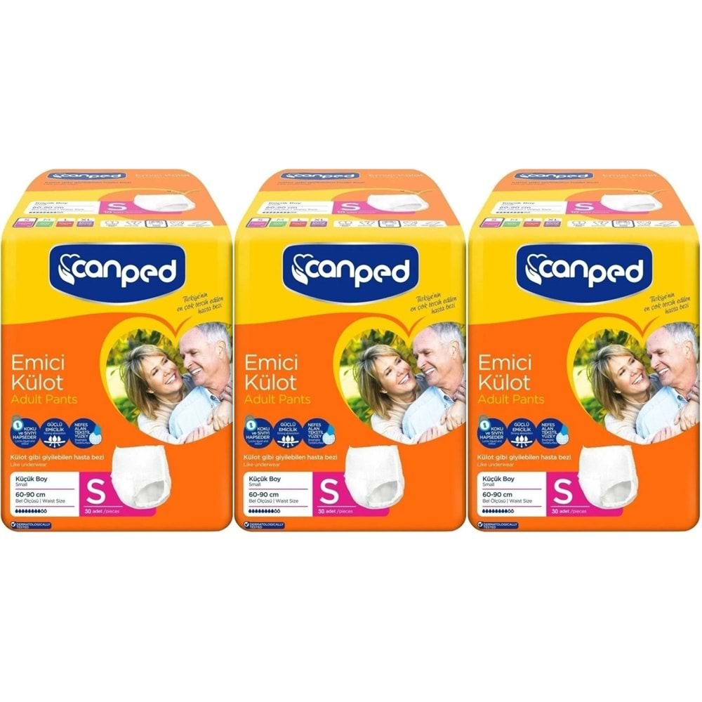 Canped Emici Külot Hasta Yetişkin Bezi Small/Küçük-S 90 Adet Dev Ekonomik Pk (3PK*30)