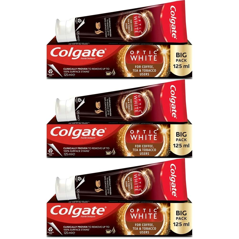 Colgate Diş Macunu Optic White 125ML Çay-Kahve-Sigara (3 Lü Set)