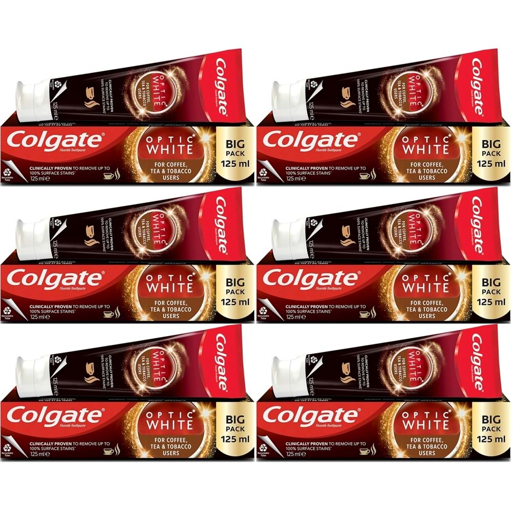 Colgate Diş Macunu Optic White 125ML Çay-Kahve-Sigara (6 Lı Set)