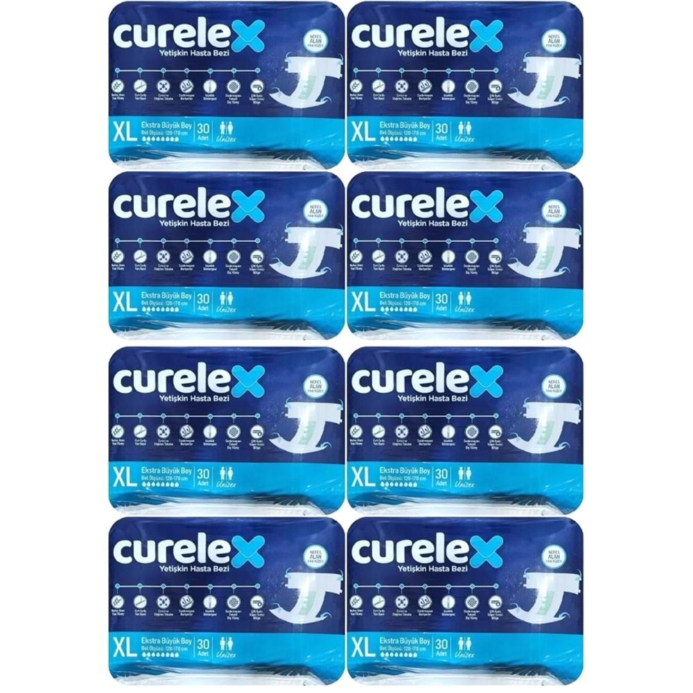 Curelex Hasta Bezi Yetişkin Bel Bantlı Tekstil Yüzey XL-Extra Large Boy 240 Adet Tekli Pk (8PK*30)