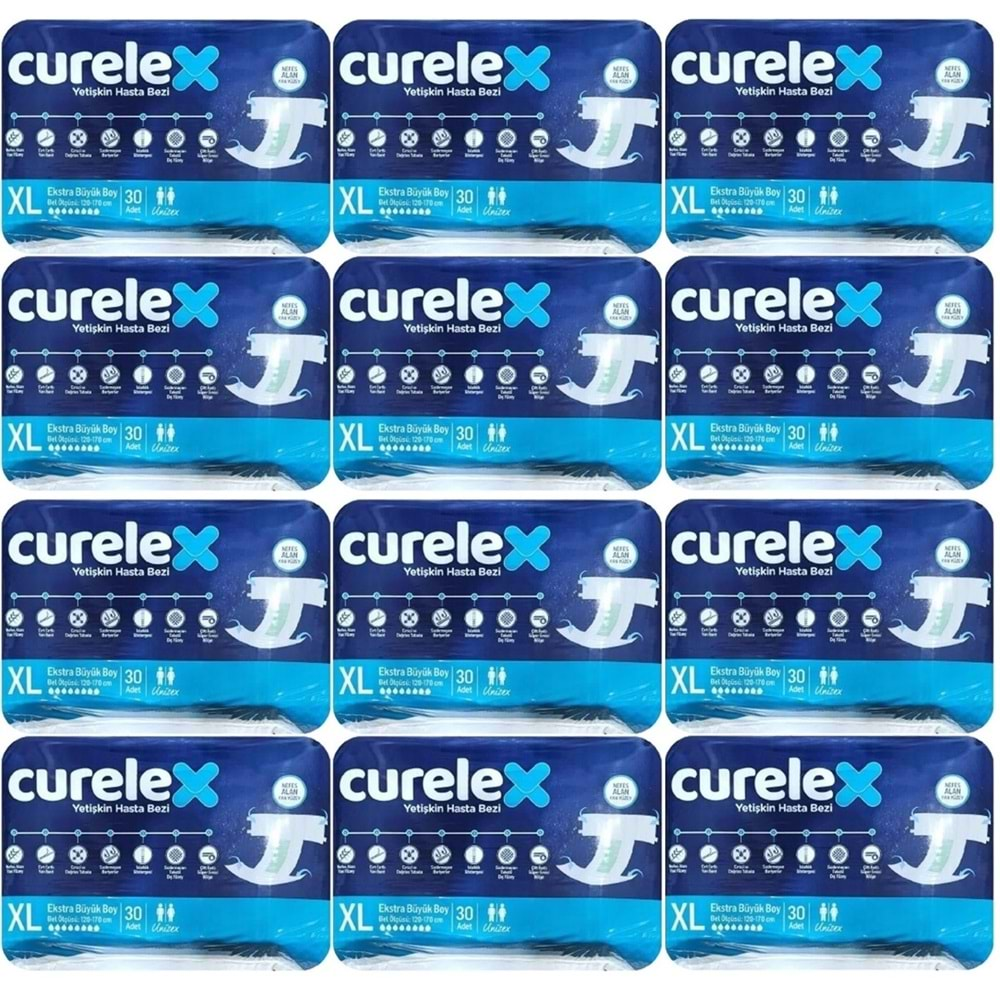 Curelex Hasta Bezi Yetişkin Bel Bantlı Tekstil Yüzey XL-Extra Large Boy 360 Adet Tekli Pk (12PK*30)