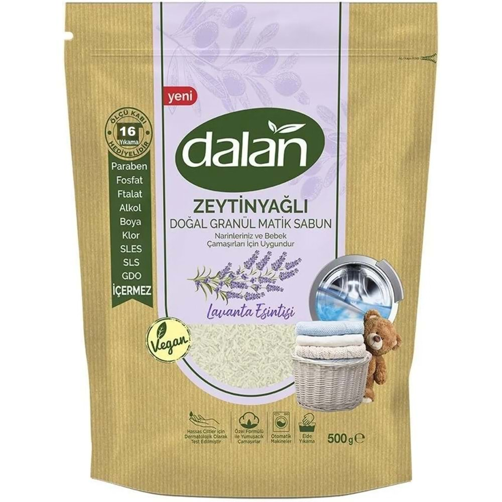 Dalan Doğal Granül Sabun Tozu 500GR Lavanta Esintisi (Doğal Bebekler İçin) (6 Lı Set) (96 Yıkama)