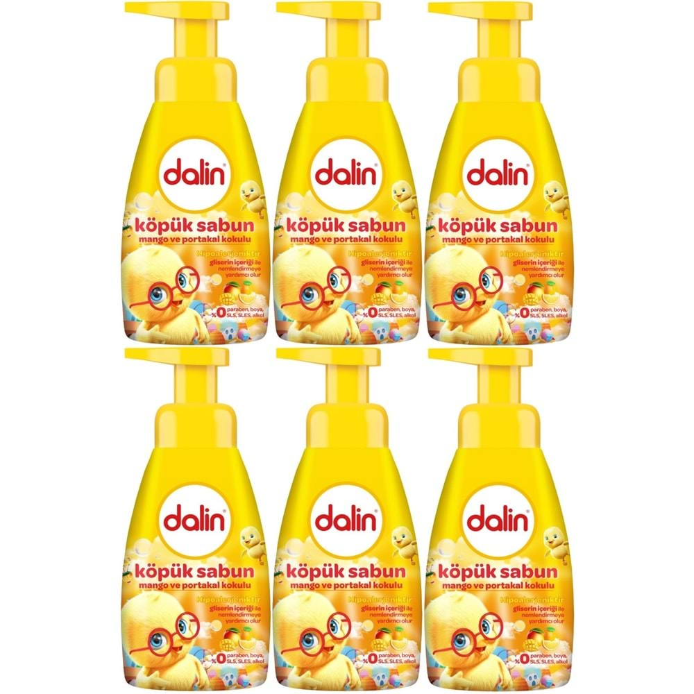 Dalin Köpük Sabun 200ML Mango ve Portakal Kokulu Çoçuklarınız İçin (6 Lı Set)