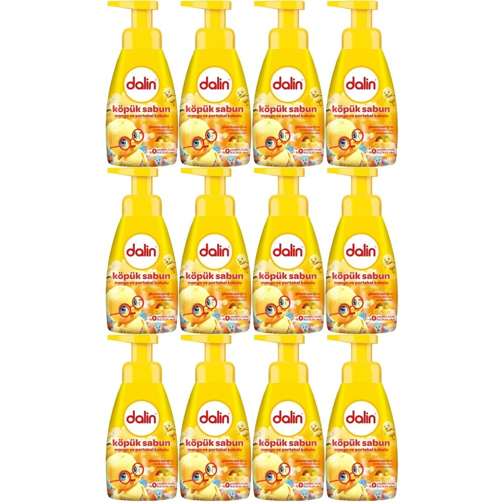 Dalin Köpük Sabun 200ML Mango ve Portakal Kokulu Çoçuklarınız İçin (12 Li Set)