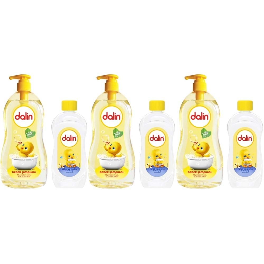 Dalin Bebek Şampuanı Klasik 700ML Pompalı + 100ML Bebek Yağı (Rahat ve Mutlu) (3 Lü Set)