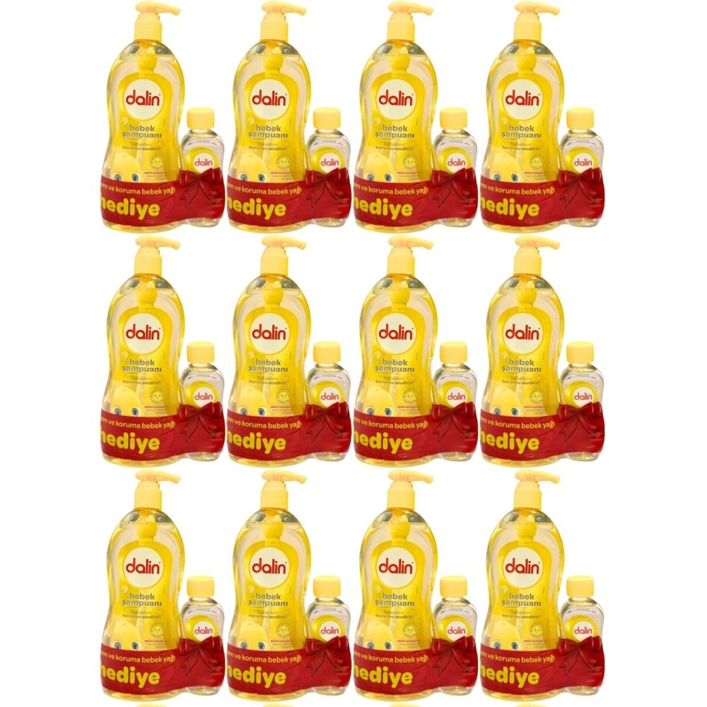 Dalin Bebek Şampuanı Klasik 700ML Pompalı + Bebek Yağı Hediye 100ML (Nem Koruma) (12 Li Set)