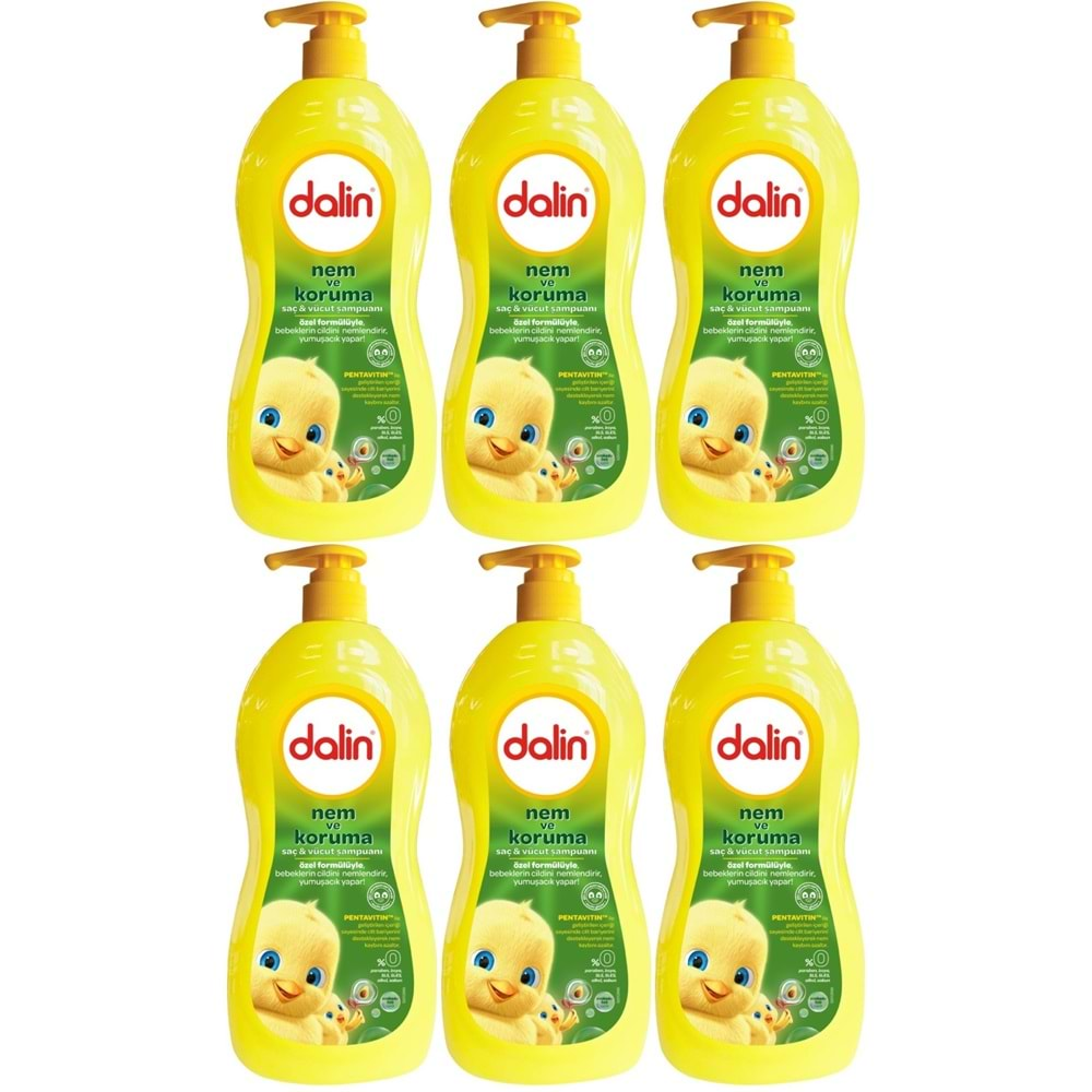 Dalin Bebek Saç & Vücut Şampuanı 700ML Nem ve Koruma Avakado Özlü (Pompalı) (6 Lı Set)