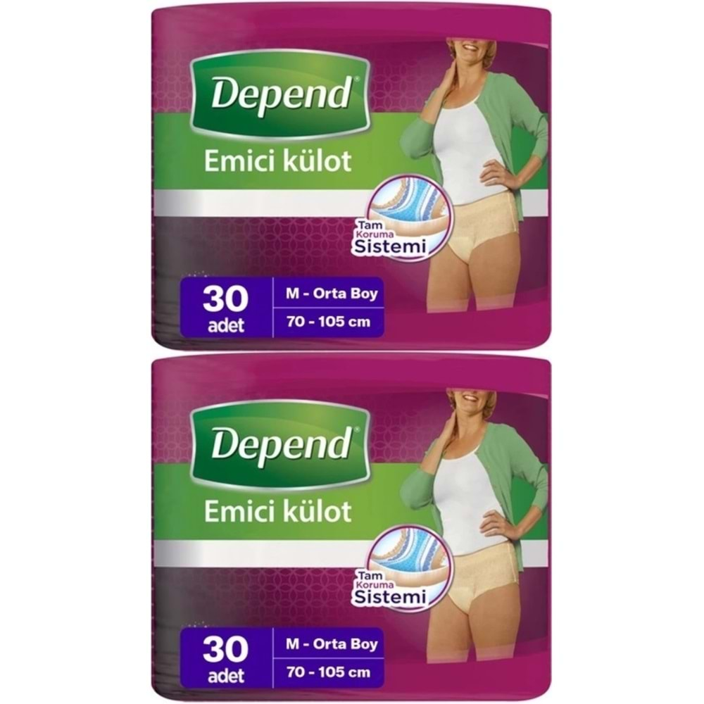 Depend Emici Külot Hasta Bezi Medium - Orta Kadın 60 Adet (2PK*30)