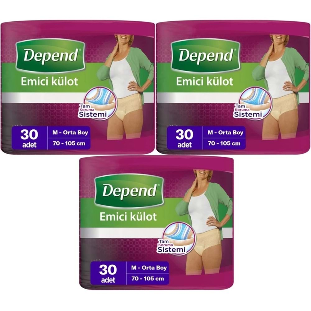 Depend Emici Külot Hasta Bezi Medium - Orta Kadın 90 Adet (3PK*30)