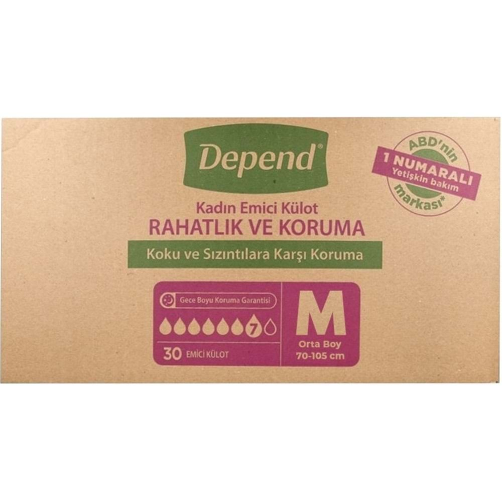 Depend Emici Külot Hasta Bezi Medium - Orta Kadın 120 Adet (4PK*30)