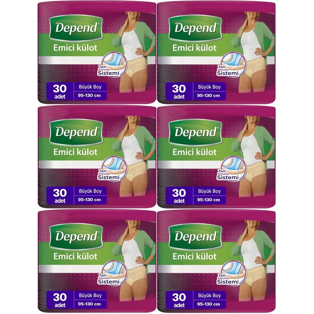 Depend Emici Külot Hasta Bezi Large - Büyük Kadın 180 Adet (6PK*30)